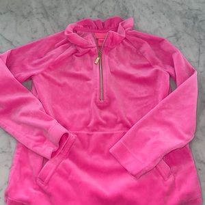 Lily Pulitzer velvet bright pink pullover with zipper size 6/7 little girls